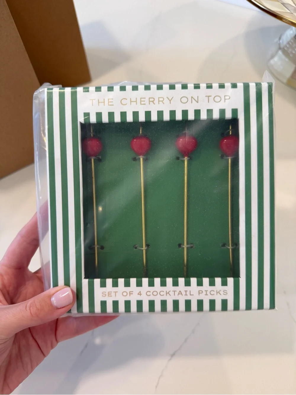 NEW IN BOX Anthro Cherry cocktail picks & tongs
